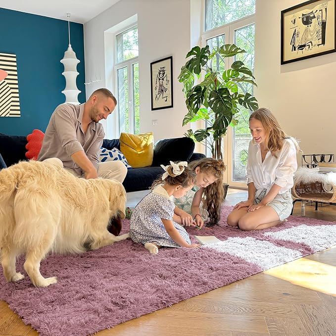 OLANLY 3x5 Machine Washable Small Bedside Rug, Soft Fluffy Shaggy Rugs - Image 7