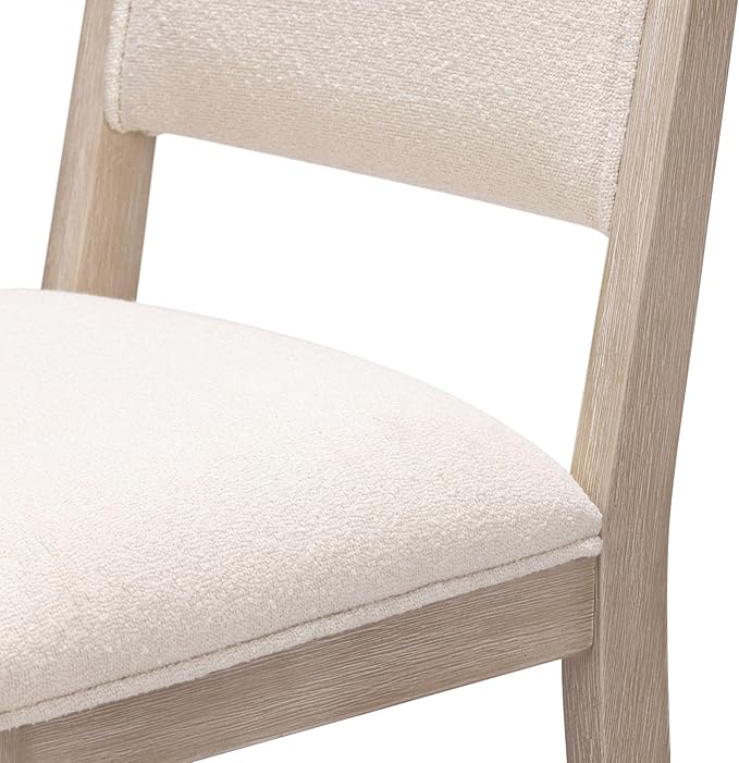 Plank+Beam Sereno Bar Stool, 30", Set of 2, Sturdy Wood Modern Kitchen Bar Height Stool, Upholstered Cushion Bar Chair with Back, Antique White/Ivory