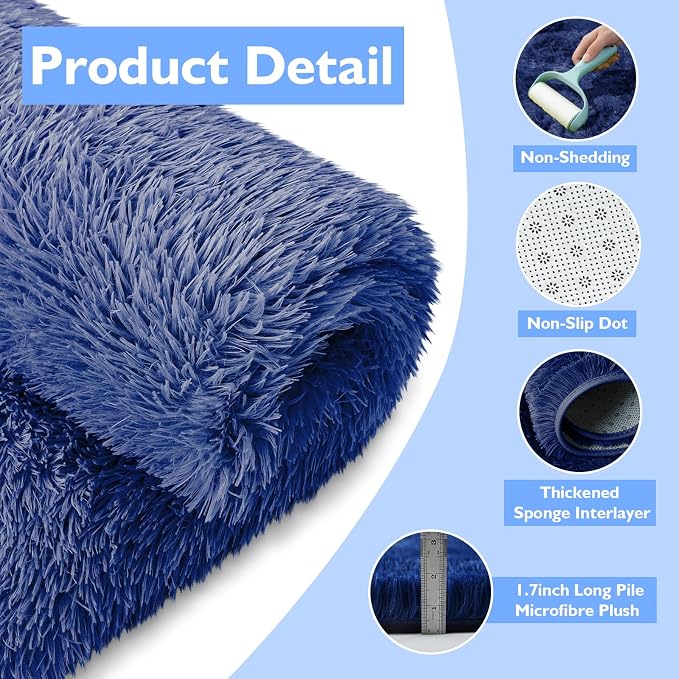 Shag Area Rug for Bedroom 5x8, Soft Fuzzy Rug Non-Shedding Indoor Plush Carpet - Image 3