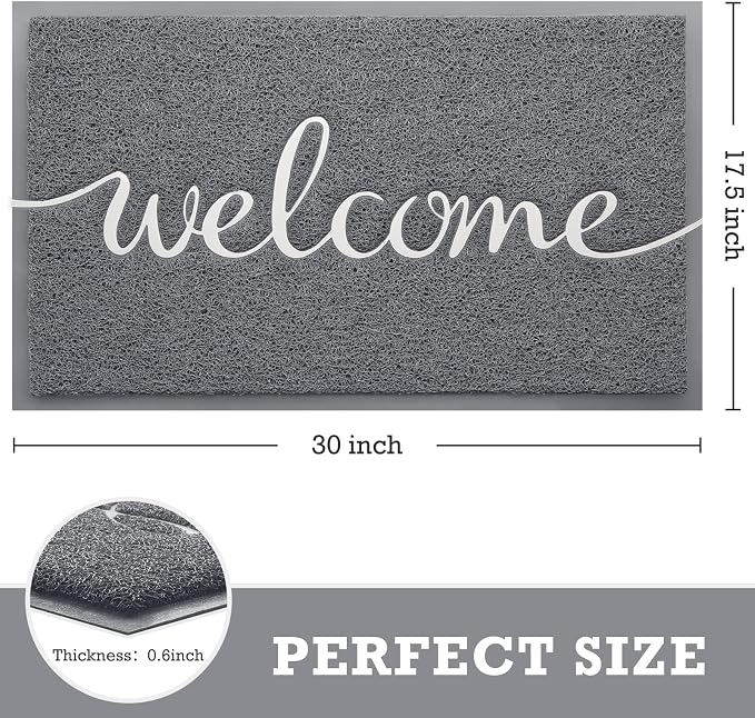 CozyBounty Grey Door Mat Welcome Mats Outdoor Indoor Non-Slip Doormat - Image 3