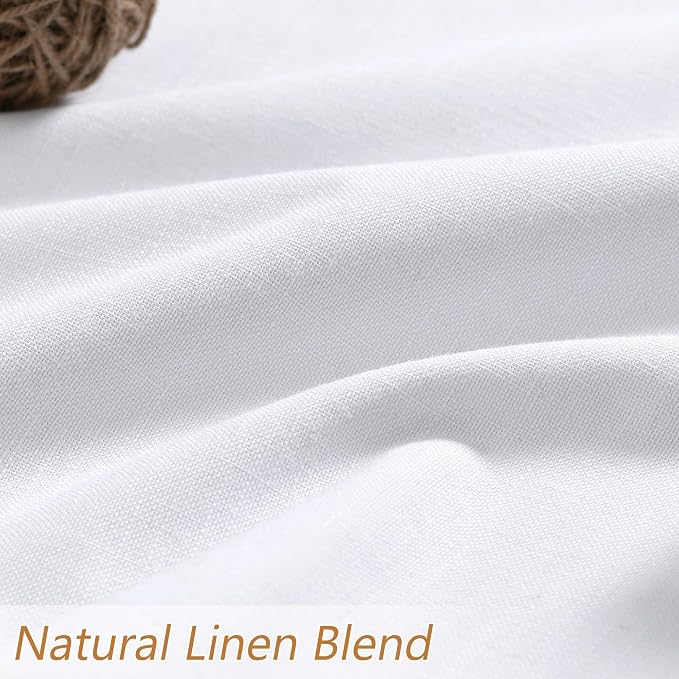 Guken White 100% Blackout Linen Curtains 52 Inch Wide by 140 Inch - Image 3