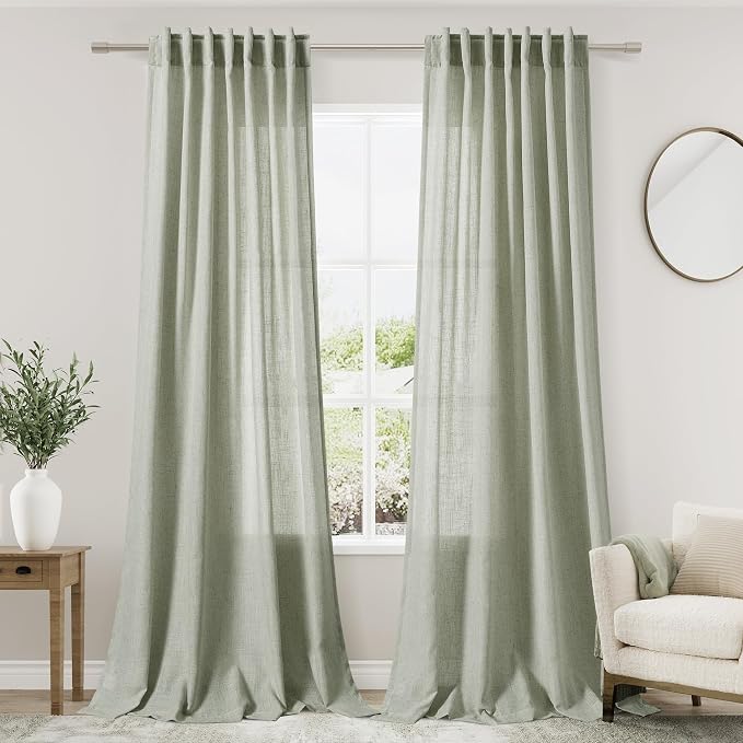 Nanspring Sage Green Curtains 80 Inches Length by Nanspring