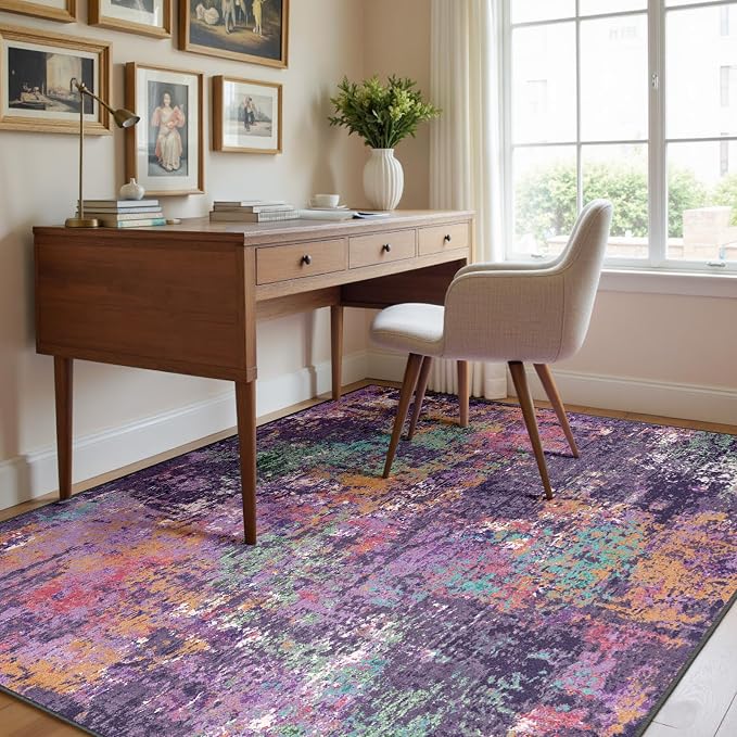 Washable Area Rugs Square 8ft Non-Slip Modern Abstract Soft - Image 7