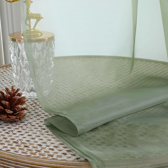 Gwine Sage Green Sheer Curtains 120 Inches Long 2 Panels Set, Extra Long Sheer - Image 8