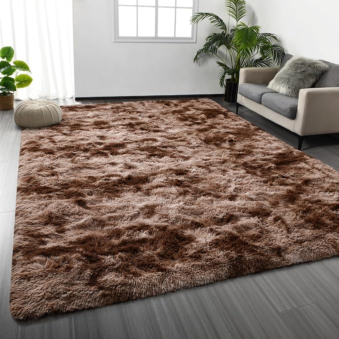 Deerhoo Large Shag Area Rugs 5 x 8, Tie-Dyed Plush Fuzzy Rugs by Deerhoo
