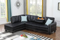 Ball & Cast 98" L Shaped Sectional Couch for Living Room with Chaise & Coffee Table,4 Seat Faux Leather Upholstered Modular Sectional Sofa Set 2 PCS W/Cup Holders & Nailhead Trim,for Home,Office,Black