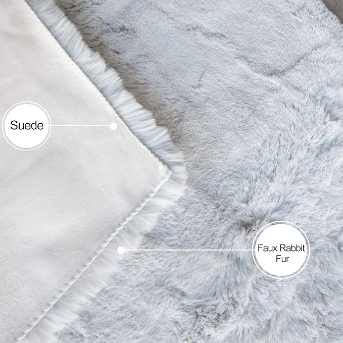 ORINOVA Round Furry Rugs for Living Room Faux Rabbit Fluffy Fur Rug for Bedroom - Image 7