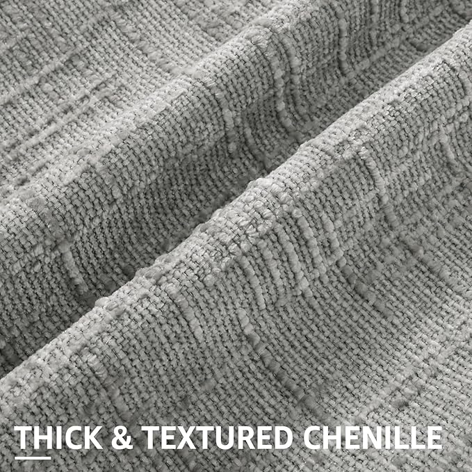 decorUhome Neutral Grey Chenille Throw Pillow Covers 16x16 Set of 2 Textured - Image 2