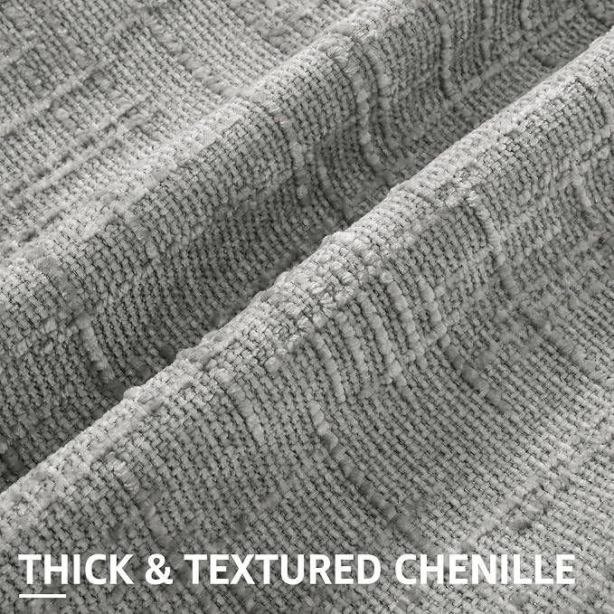 decorUhome Neutral Grey Chenille Throw Pillow Covers 18x18 Set of 2 Textured - Image 2