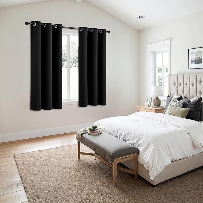 MIULEE Black Blackout Curtains for Bedroom Living Room 63 Inches Long 2 Panels - Image 6