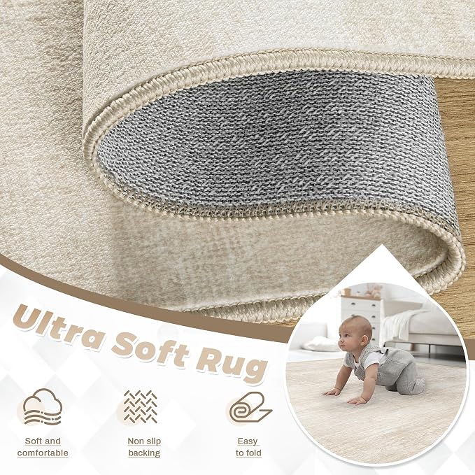 Area Rugs 8x10 for Living Room: Washable Rug Modern Abstract Neutral Soft - Image 4