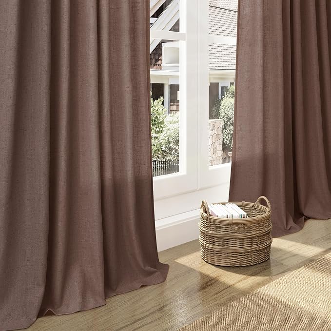Nanspring Mocha Mousse Curtains 90 Inch Length 2 Panel Set Back Tab Rod Pocket - Image 6