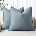 MIULEE Decorative Linen Euro Sham Pillow Covers 22x22 Inch Blue Grey Boho by MIULEE
