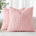 decorUhome Throw Pillow Covers 22x22 Inch Set of 2, Soft Plush Faux Wool Pink by decorUhome