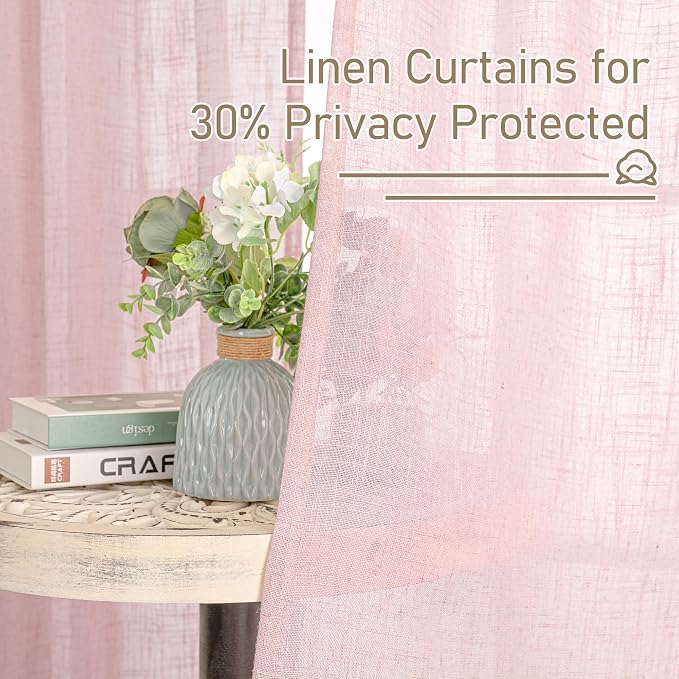 LAMIT 72 inch Pink Linen Curtains - Image 5