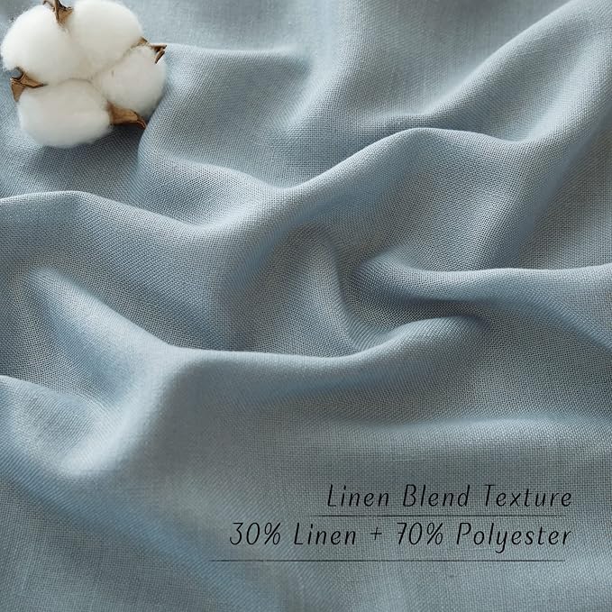 NICETOWN Linen Stone Blue Window Curtains 84 inches Long, Grommet Thick Linen - Image 6