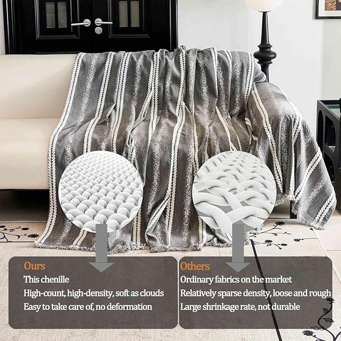 Couch Cover for Dogs Washable Sofa Cover, Sectional Couch Covers, Sofa Covers for 2 Cushion Couch, Non Slip Stripe Sofa Slipcovers Furniture Protector, Couch Protector from Cat Claws, Grey,75''x102''