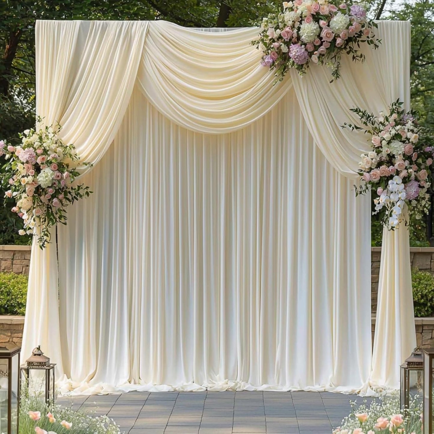 30 ft x 10 ft Wrinkle Free Ivory Backdrop Curtain for Wedding Parties, Polyester Ivory Photo Backdrop Drapes 6 Panels 5x10ft for Baby Shower Photoshoot Engagement Birthday Party Photography Background