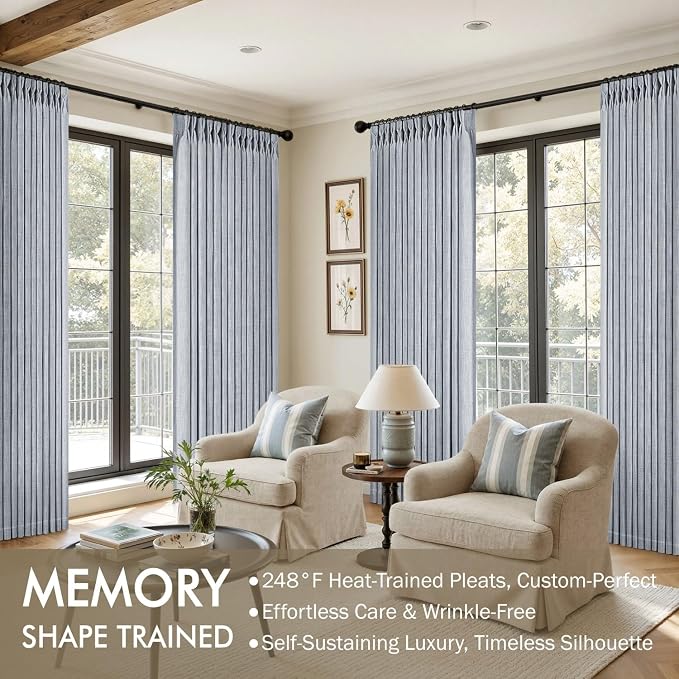 MIULEE Pinch Pleated Thick Linen Curtains 90 Inches Long 2 Panels - Image 2