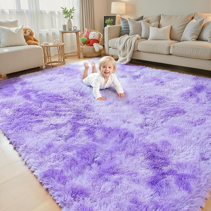 Area Rugs 9x12 Living Room, Large Area Rug Shag Shaggy Carpet Soft Plush Furry - Image 3