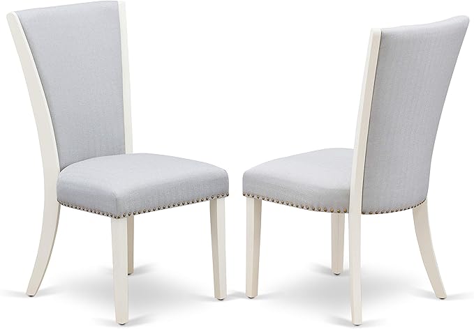 East West Furniture X077VE005-5 5 Piece Dining Room Table Set Includes a Rectangle Kitchen Table with X-Legs and 4 Grey Linen Fabric Parson Dining Chairs, 40x72 Inch, Multi-Color