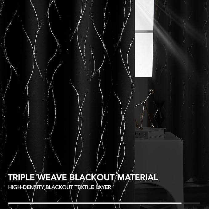 Deconovo Black Blackout Curtains, Thermal Insulated Noise‑Reduced Grommet Drapes - Image 6