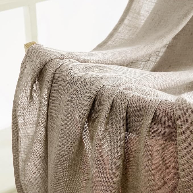 MIULEE Taupe Grey Linen Curtains 84 Inch Length 2 Panels - Image 6