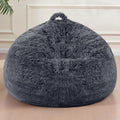 Bean Bag Cover(No Filler), Faux Fur Comfy Bean Bag Chairs for Adults, Washable Bean Bag Chair Cover, Fluffy Plush Giant Bean Bags Chairs for Teens Kids Girls, Anti-Slip, 5FT, Dark Grey