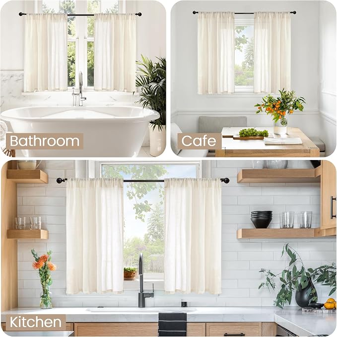 BGment Linen Kitchen Window Curtains Over Sink - Image 2