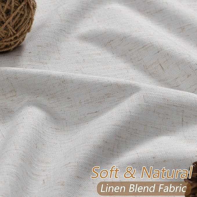 Guken 100% Natural Linen Blackout Curtains 84 Inch Long 2 Panels Set - Image 3