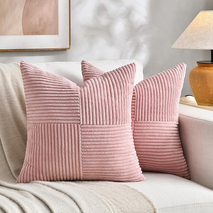 Fancy Homi 2 Packs Blush Pink Decorative Throw Pillow Covers 16x16 Inch by Fancy+Homi