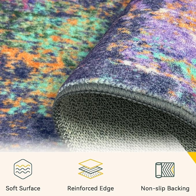 Washable Area Rugs 4'x6' Non-Slip Modern Abstract Soft - Image 5