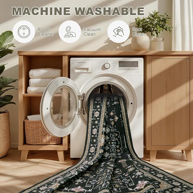 4x6 Area Rugs for Living Room: Washable Rug Soft Vintage Boho Medallion Carpet - Image 6