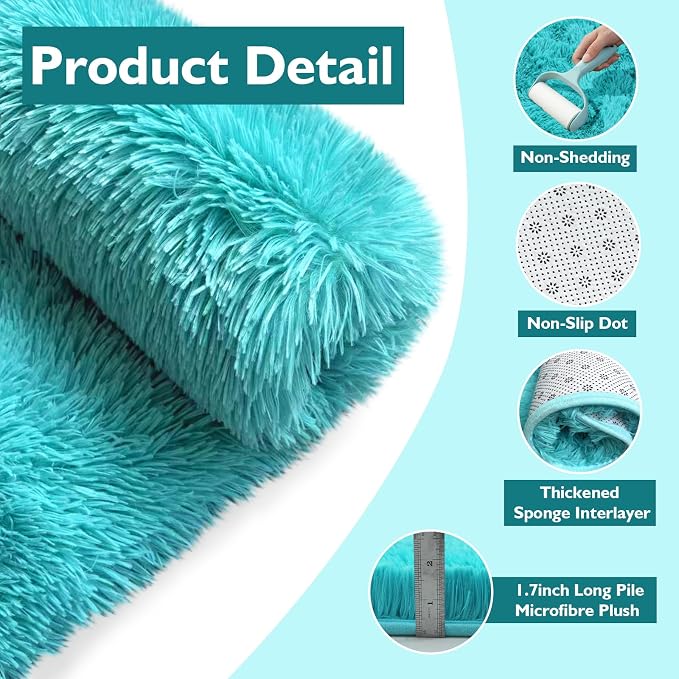 yulidayang Soft Round Area Rug for Kids Bedroom, Fluffy Fuzzy Shaggy Rug - Image 4
