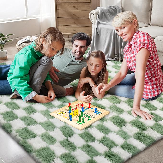 Large Area Rugs for Living Room Bedroom, 9x12 Green and White Fluffy Soft - Image 3