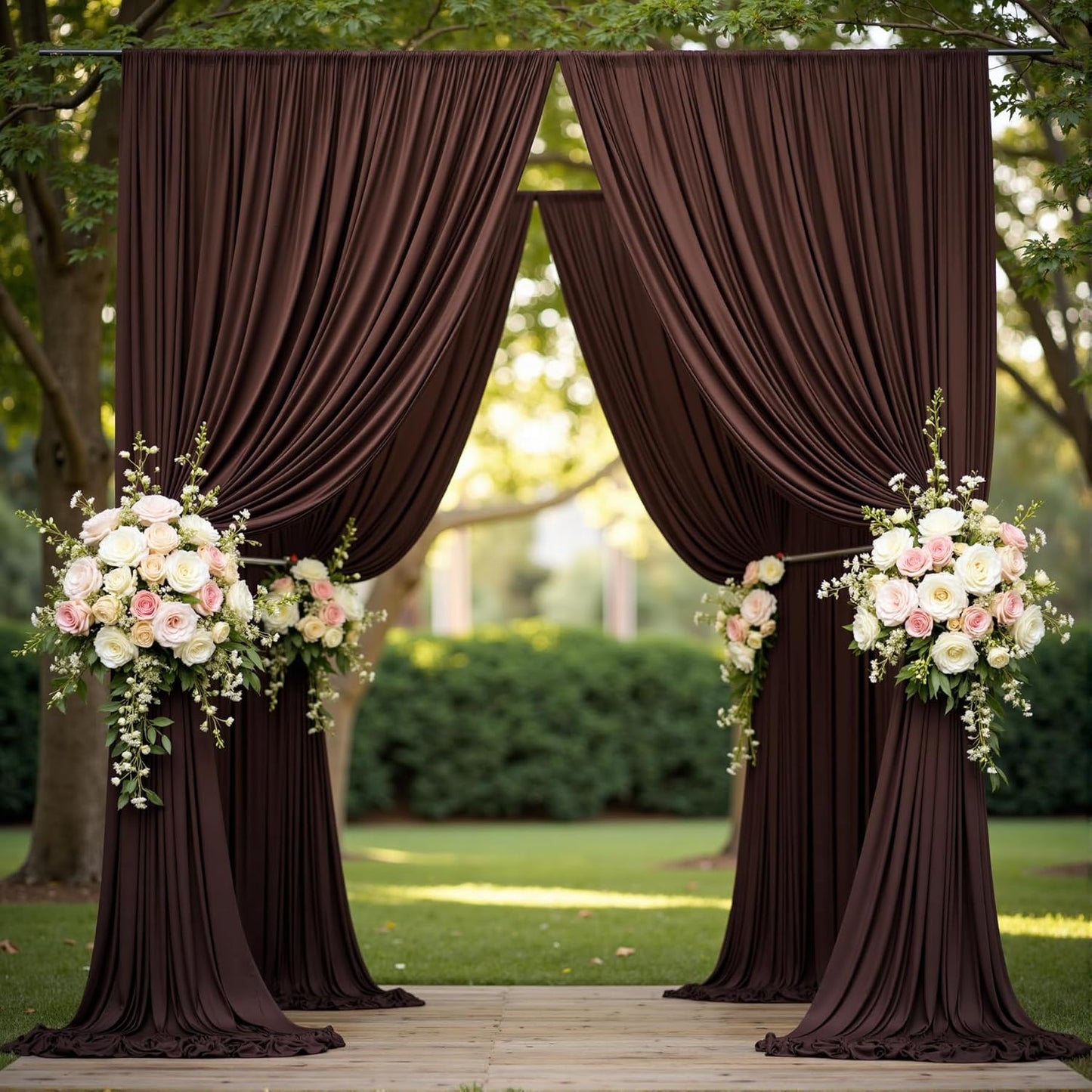 40 ft x 10 ft Wrinkle Free Brown Backdrop Curtain for Parties, Wedding Brown Photo Backdrop Drapes, Fabric 8 Panels 5ft x 10ft for Baby Shower Photoshoot Engagement Birthday Photography Background