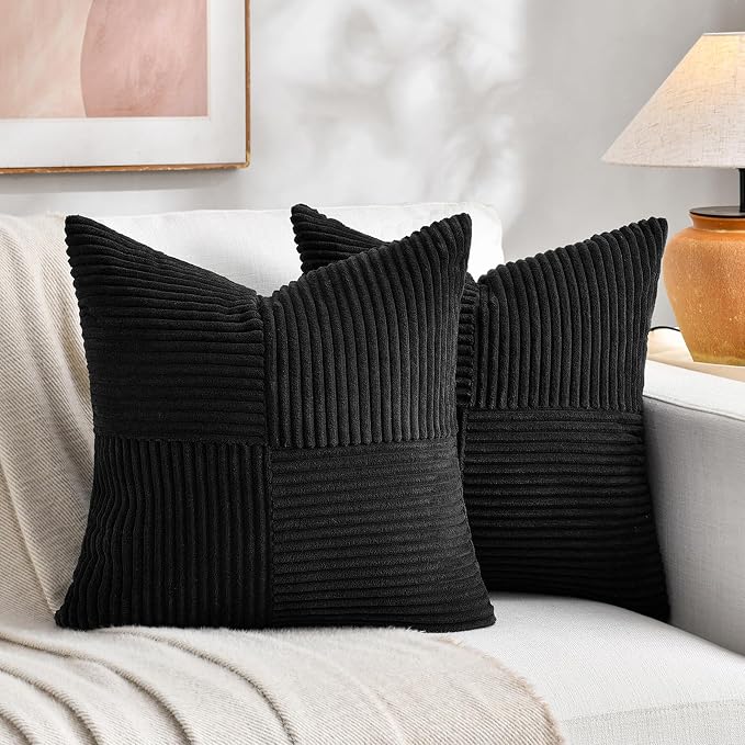 Fancy Homi 2 Packs Black Decorative Throw Pillow Covers 20x20 Inch by Fancy+Homi