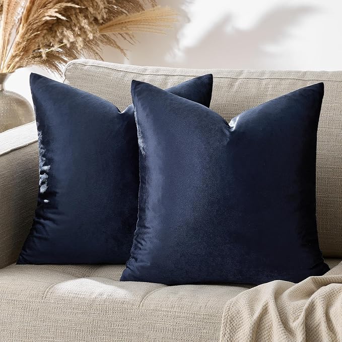 GIGIZAZA Navy Blue Velvet Pillow Covers 20x20, Square Solid Throw Pillow Covers - Image 6