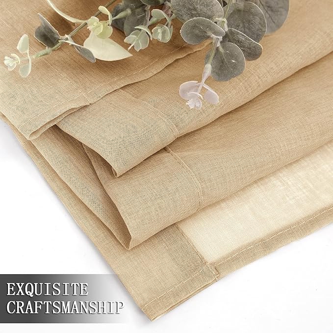 Tollpiz Short Sheer Curtains Linen Textured Bedroom Curtain Sheers Light - Image 7