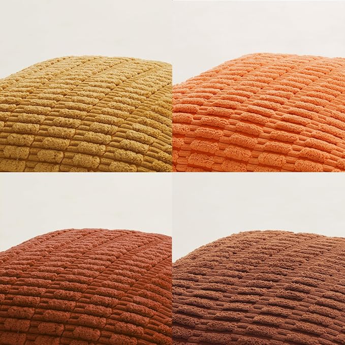 Fancy Homi Set of 4 Burnt Orange Fall Boho Decorative Throw Pillow Covers 28x28 - Image 5