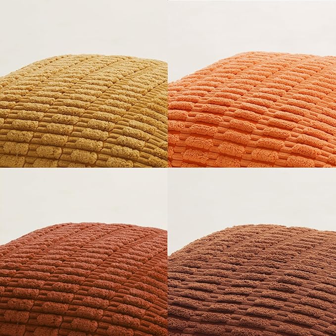 Fancy Homi Set of 4 Burnt Orange Fall Boho Decorative Throw Pillow Covers 24x24 - Image 5