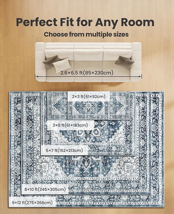 AMADA HOMEFURNISHING 5x7 Area Rugs, Washable Living Room Rug Low-Profile - Image 8