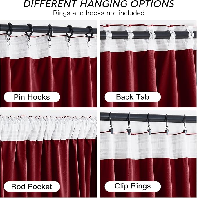 RYB HOME Chistmas Red Velvet Curtains- Super Soft Thermal Insulated Back Tab & - Image 5