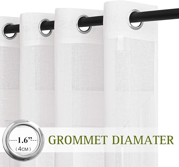NICETOWN Linen Textured White Sheer Curtains - Image 2
