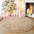 5'x5' Beige Round Rug for Bedroom, Ultra Soft Fluffy Circle Rug for Kids Girls by Quntue