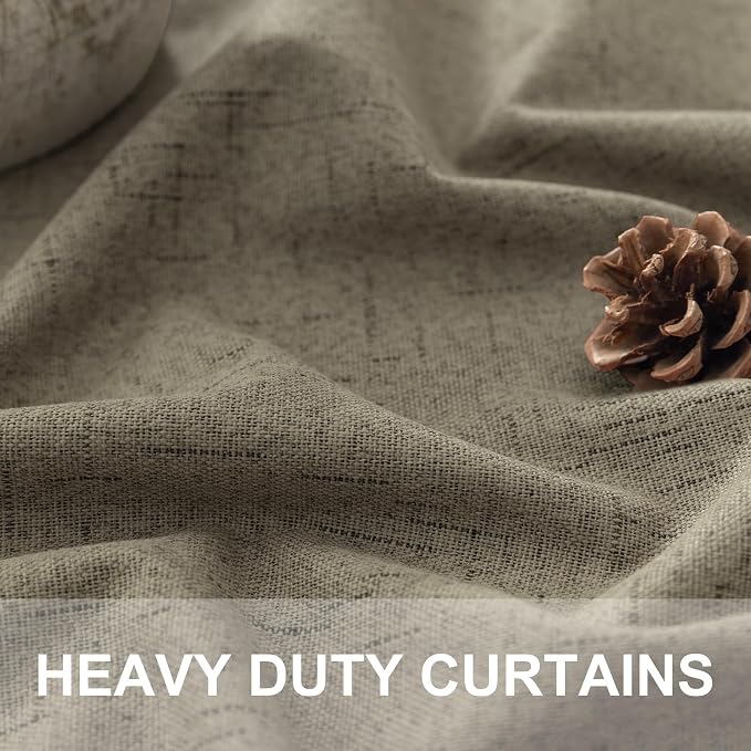 Taupe Blackout Curtains 90 Inches Long Thick Linen Patio Curtain - Image 3