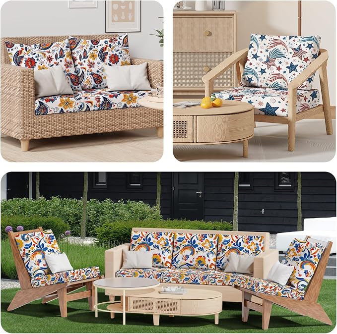 8Pcs Stretch Patio Cushion Covers, Outdoor Couch & Sofa Replacement Slipcovers - Image 7