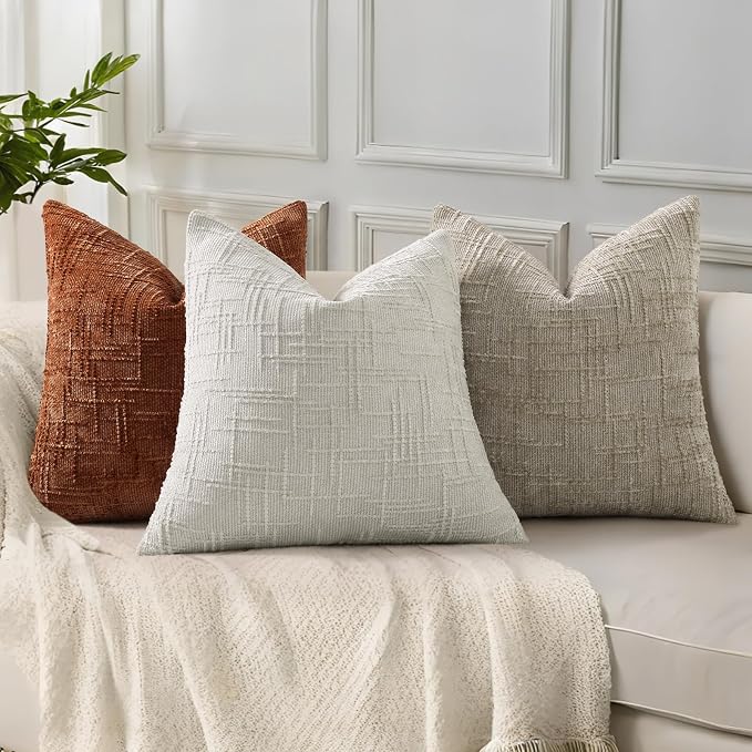 decorUhome Light Brown Chenille Euro Sham Throw Pillow Covers 22x22 Set of 2 - Image 7