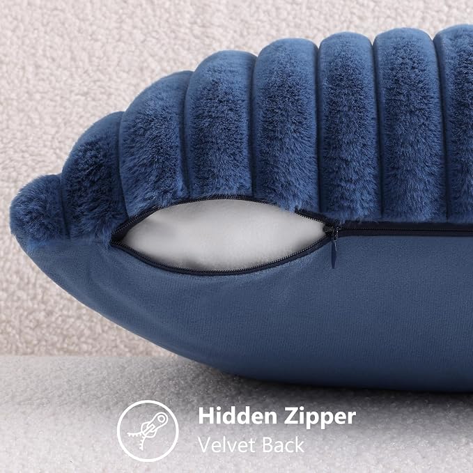 decorUhome Cozy Faux Fur Throw Pillow Covers 26x26 Set of 2 Decorative Soft - Image 3