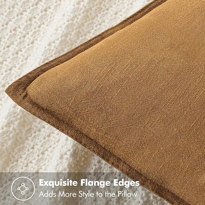 MIULEE Decorative Linen Pillow Covers 18x18 Inch Hazel ​Boho Farmhouse​ - Image 2
